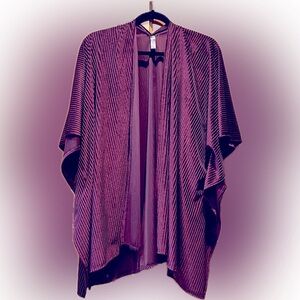 LANE BRYANT sheer/velvet-stripe red / purple (burgundy) poncho, one size, NWOT